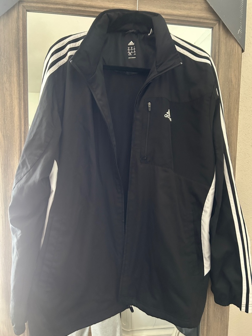 Adidas Black Track Jacket with White Stripes